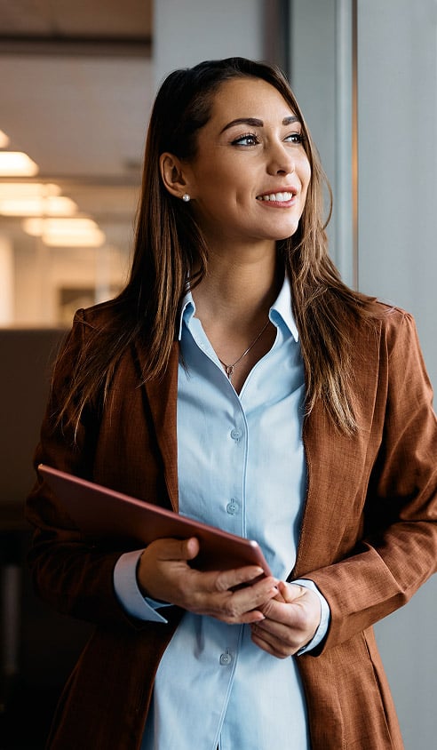 businesswoman tablet